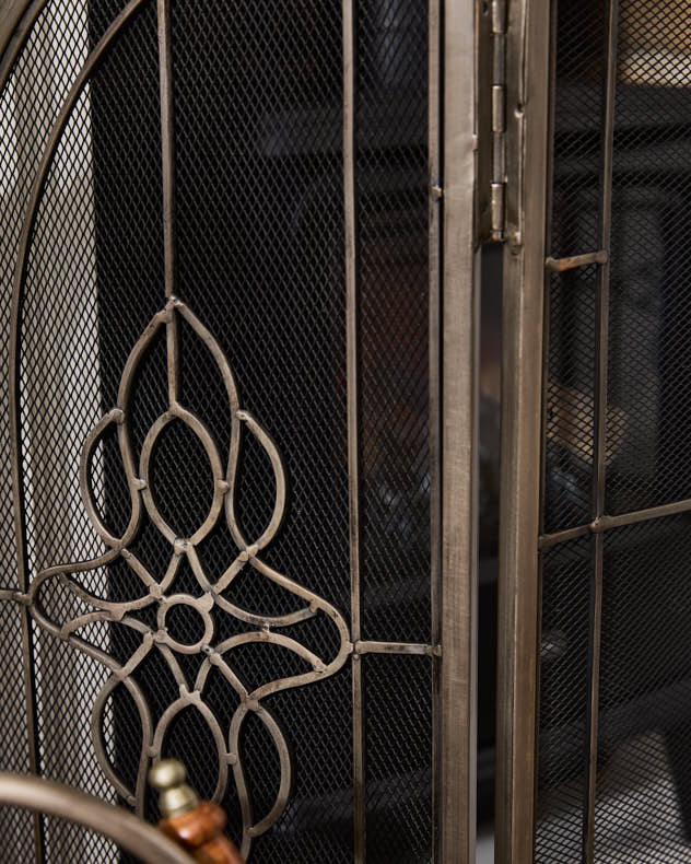 Fire Screens & Guards - Silver Three-Fold Fire Screen