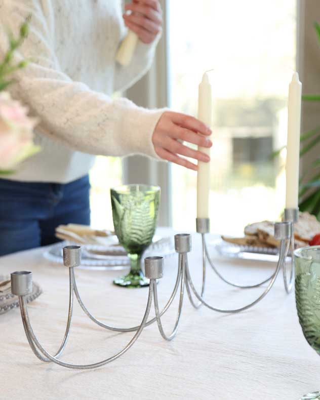 Silver Wave Taper Candle Holder