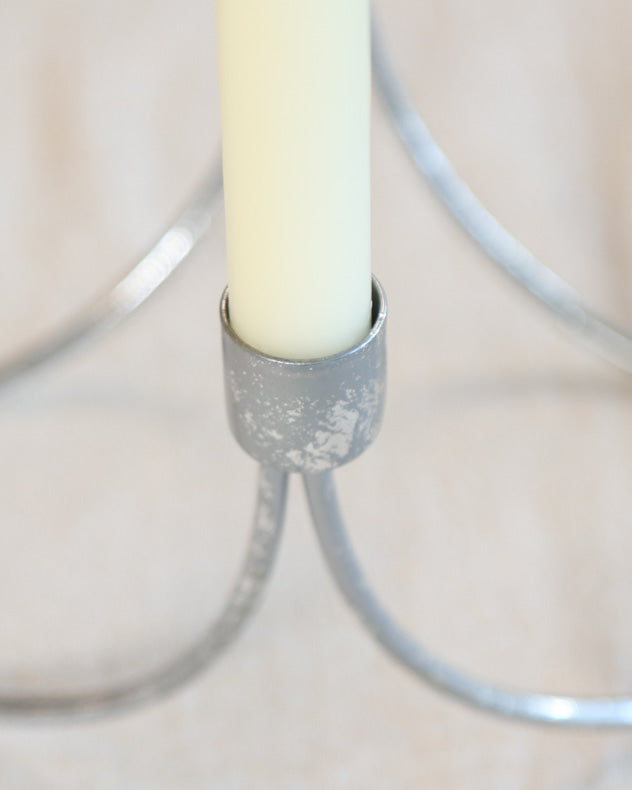 Silver Wave Taper Candle Holder