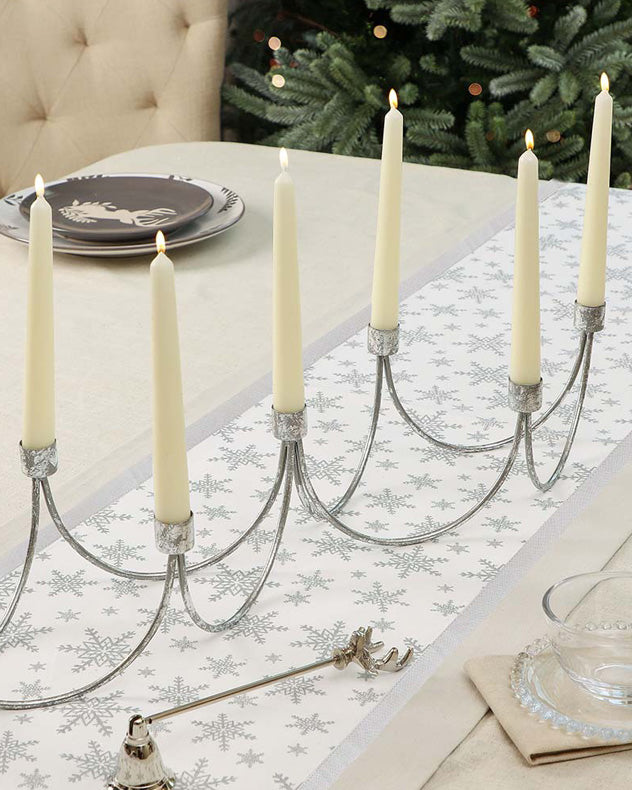 Silver Wave Taper Candle Holder