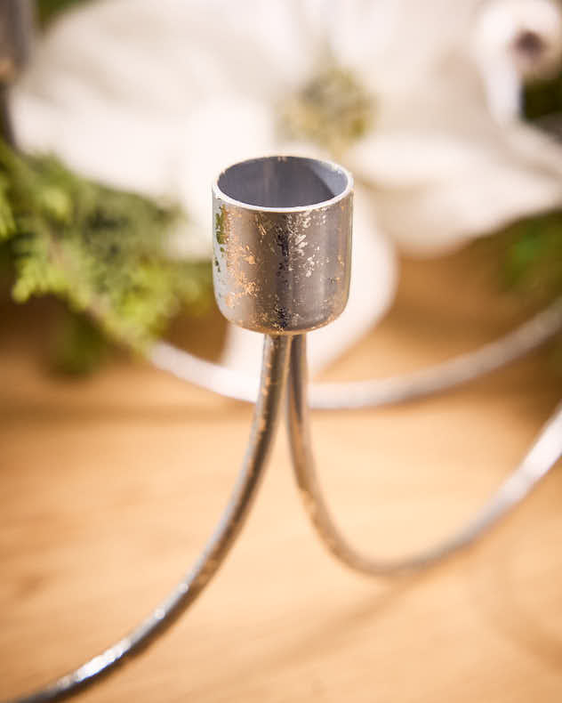 Silver Wave Taper Candle Holder