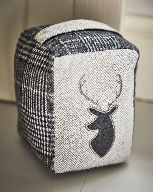 Grey Tweed Stag Fabric Door Stop