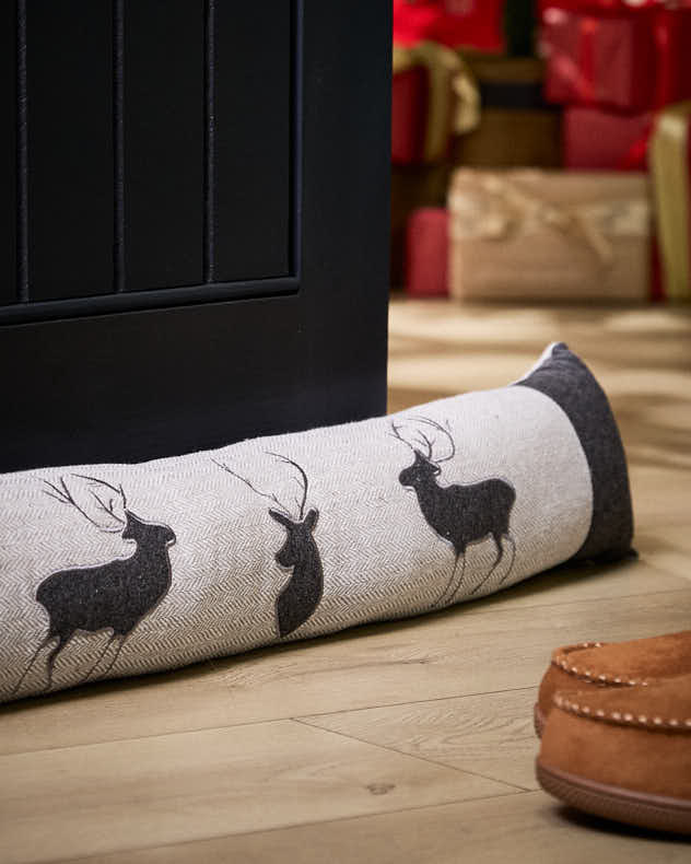 Grey Tweed Stag Draught Excluder