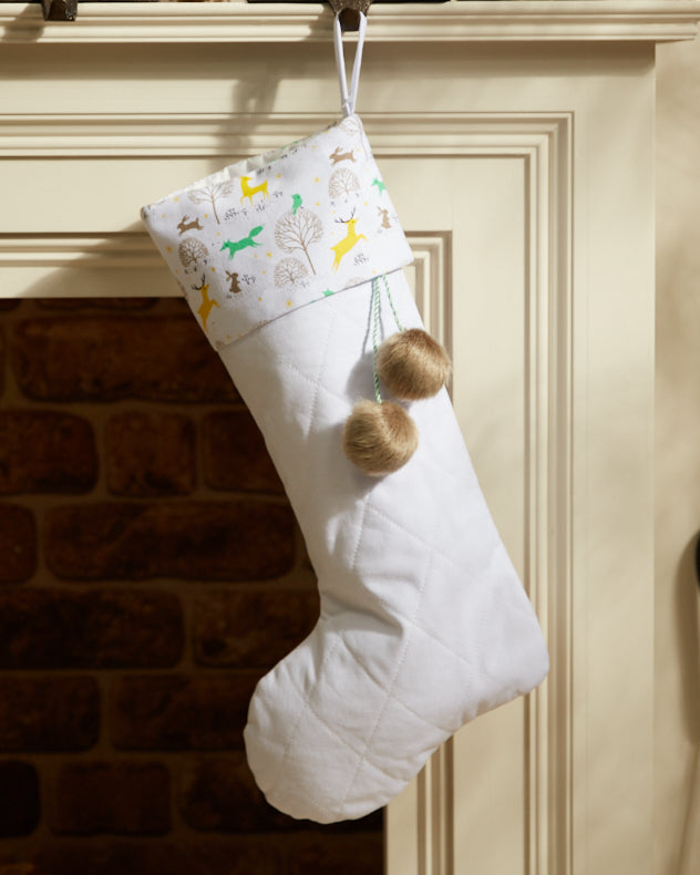 White Stockings - White Woodland Christmas Stocking