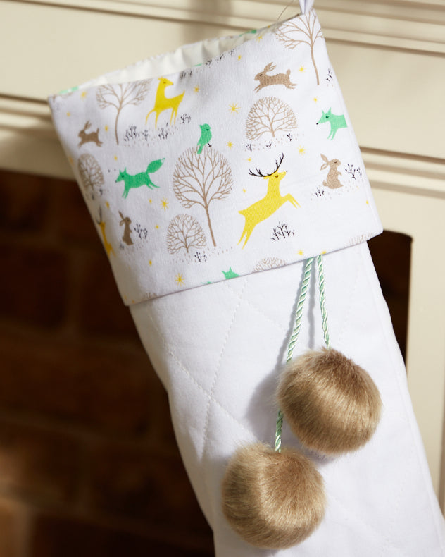 White Woodland Christmas Stocking