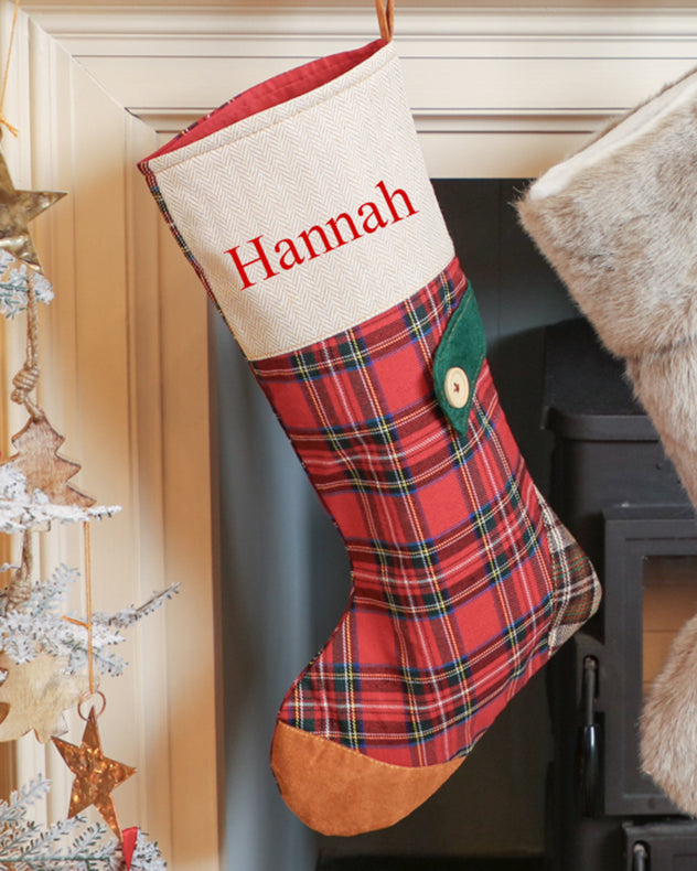 Red Tartan Personalised Christmas Stocking