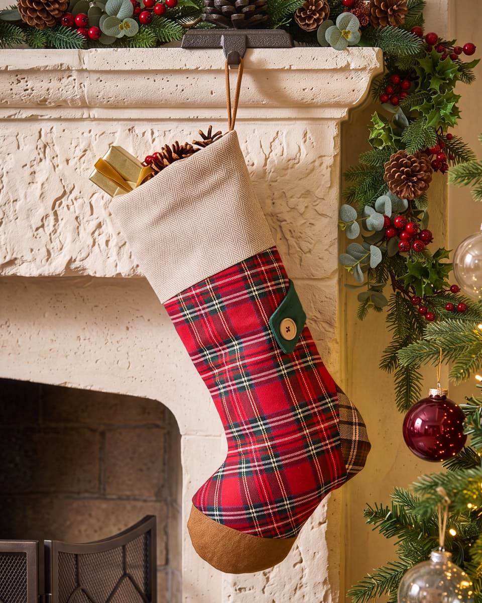 Red Tartan Patchwork Stocking