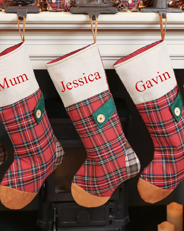 Red Tartan Personalised Christmas Stocking