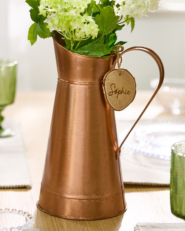 Copper Pitcher Jug with Personalised Tag