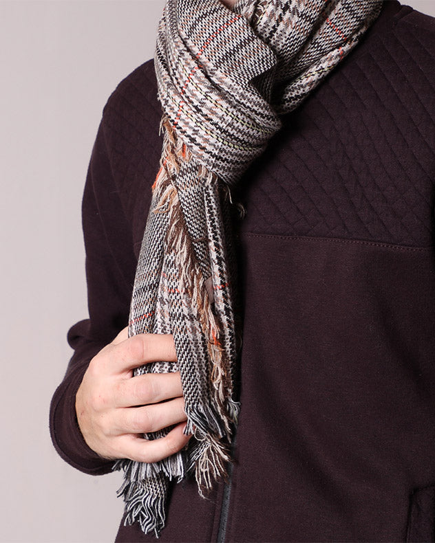 Traditional Beige Check Scarf