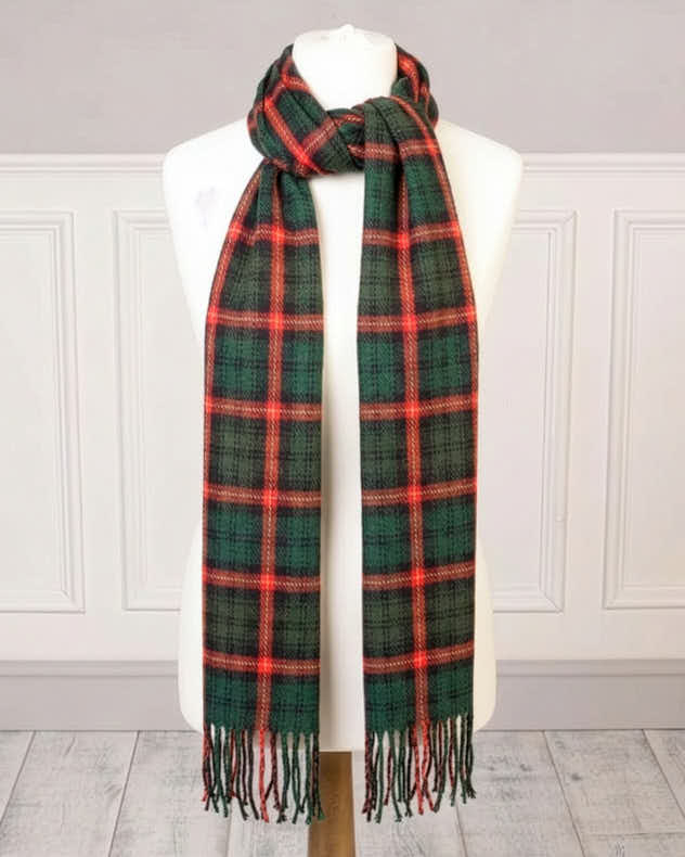Green & Red Tassel Tartan Scarf