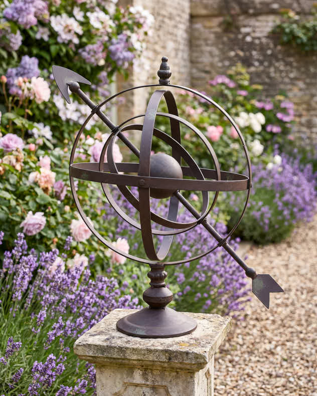 Brown Recycled Iron Garden Ornaments - Armillary Sphere Sculpture