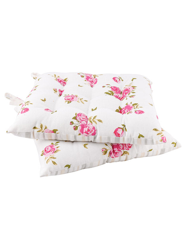 Set of 2 Pink Floral Outdoor Garden Seat Pads