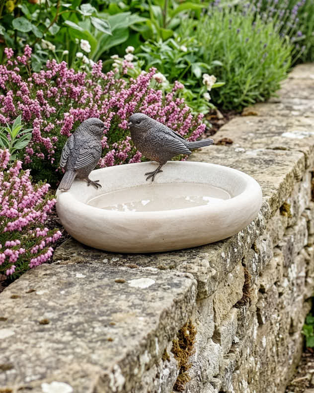 White & Brown Bird Feeders - Contemporary Bird Bowl