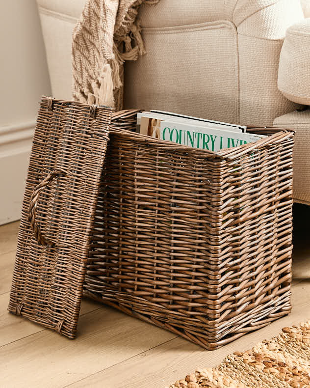 Grey Washed Willow Storage Basket