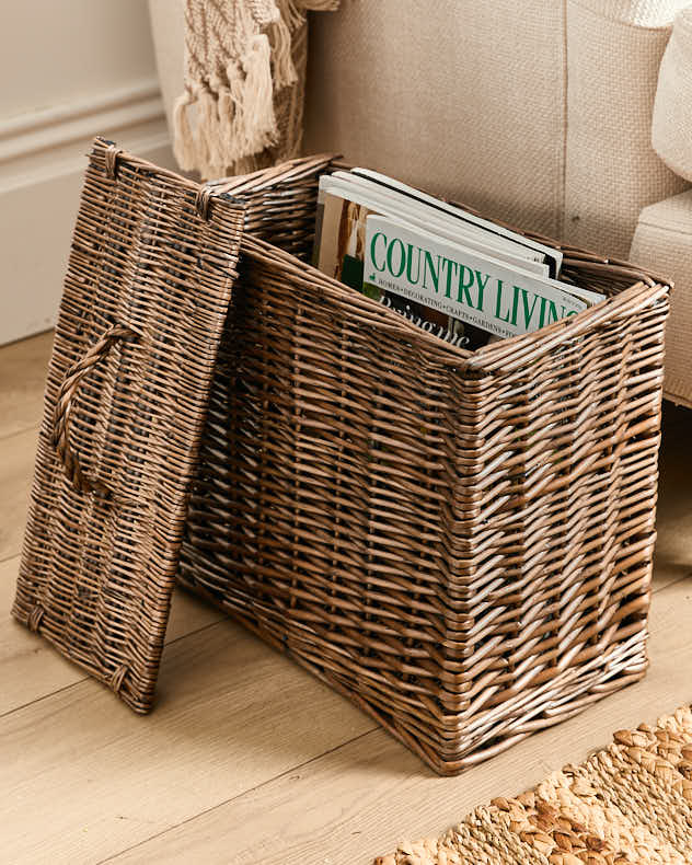 Grey Washed Willow Storage Basket