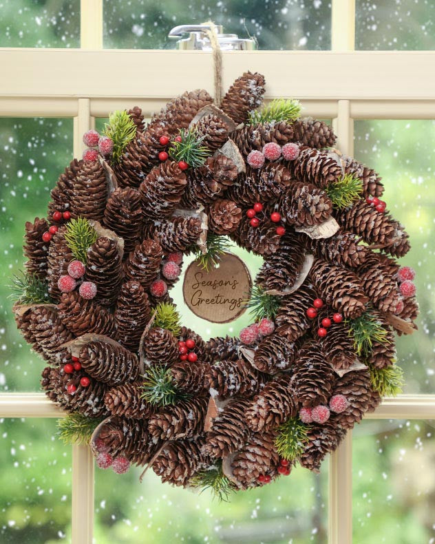 Wreaths - Personalised Frosted Berries Wreath 36cm