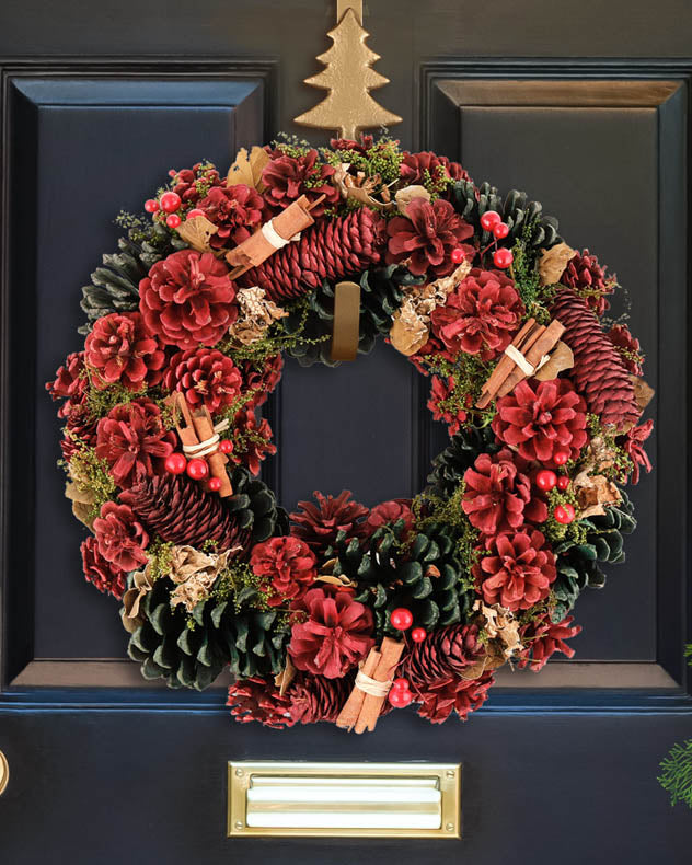 Indoor Luxury Cinnamon Pine Christmas Wreath 35cm