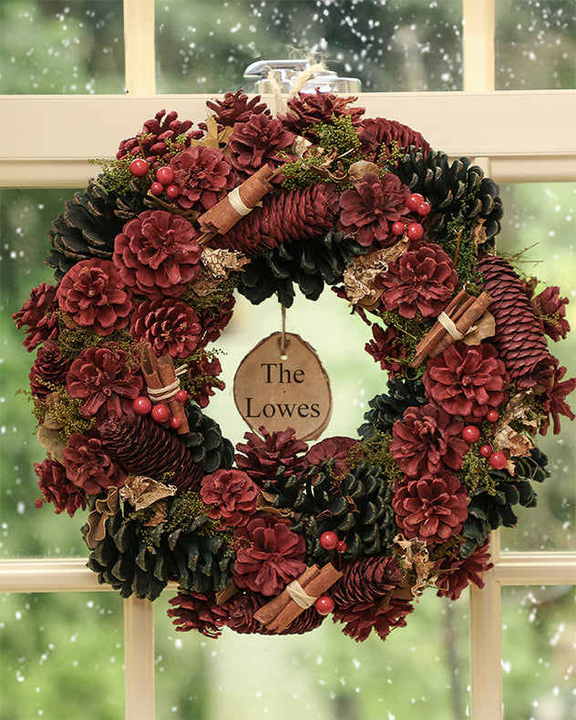 Personalised Luxury Cinnamon Pine Christmas Wreath 35cm