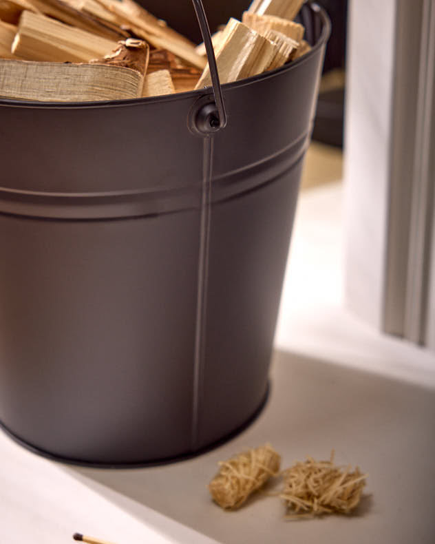 Log &amp; Coal Storage - Black Kindling Bucket