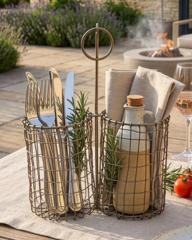 Silver Woven Wire Kitchen Caddy