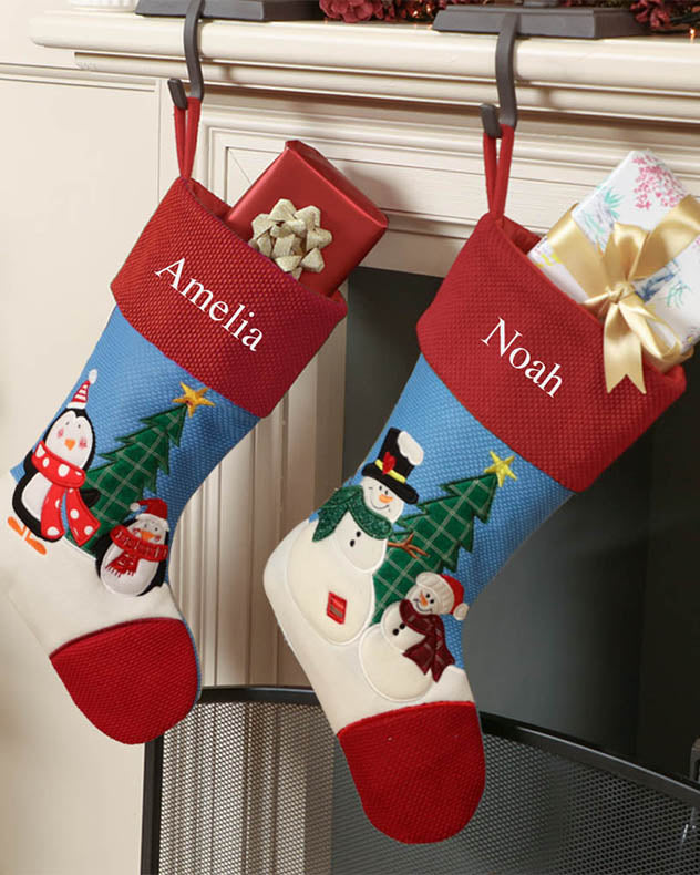 Patchy and Pete Personalised Snowmen Christmas Stocking