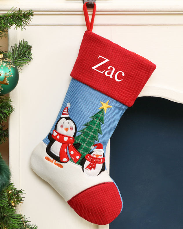 Skip and Rolo Personalised Penguin Christmas Stocking
