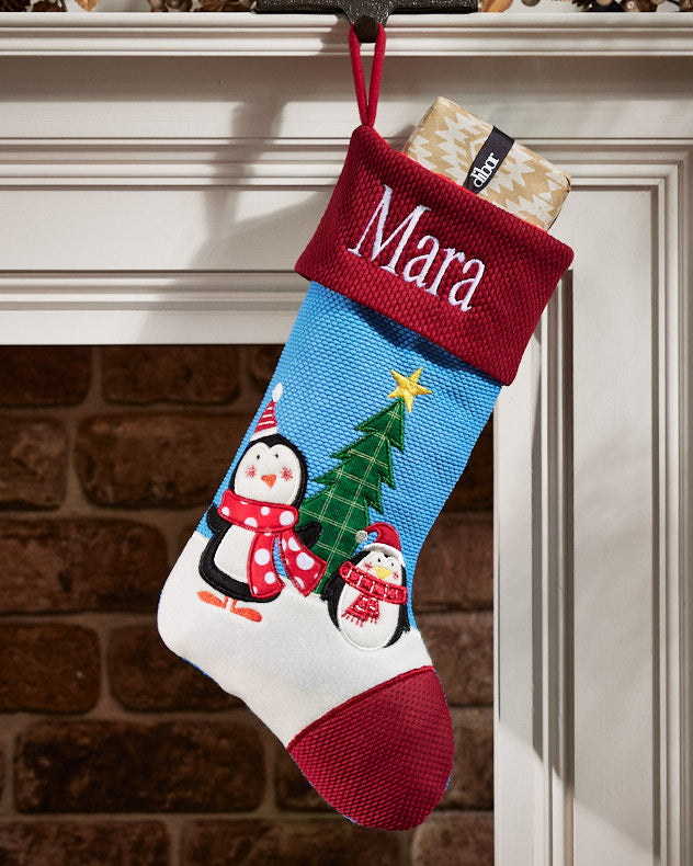 Skip and Rolo Personalised Penguin Christmas Stocking