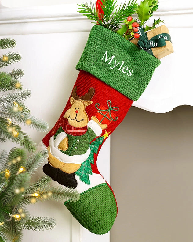 Green Personalised Christmas stockings