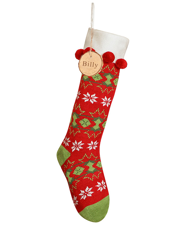 Stockings Red - Personalised Fair Isle Knitted Christmas Stocking
