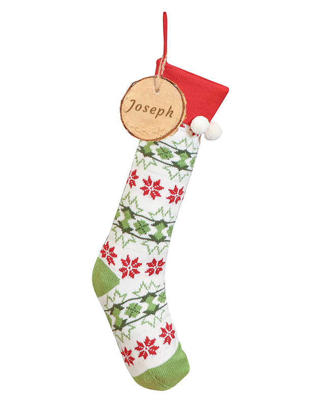 Stockings Red Fairisle - Personalised Fair Isle Knitted Christmas Stocking