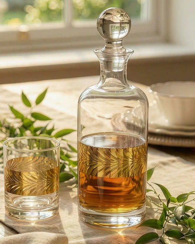 Clear & Gold Decanters - Gold Leaf Glass Decanter