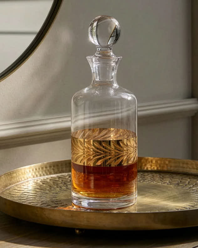 Gold Leaf Glass Decanter