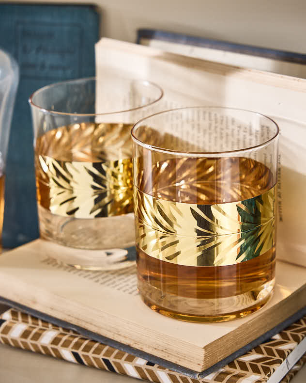 Tumblers Set of 2 - Gold Leaf Whisky Tumblers