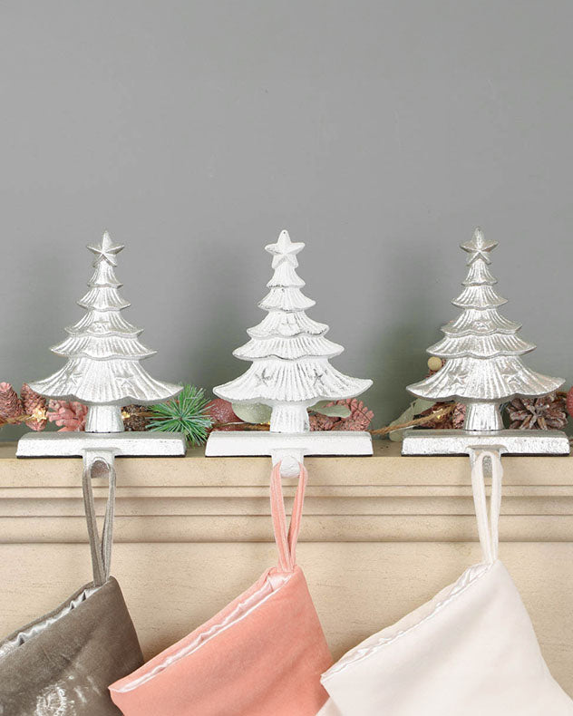 Fairytale Forest Christmas Tree Christmas Stocking Holder Cast Iron Mantelpiece Windowsill Shelf Xmas Stocking Hanger Hook