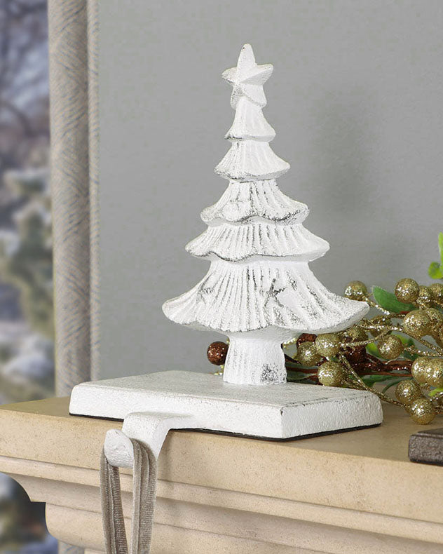 Cast Iron White Christmas Tree Stocking Holder