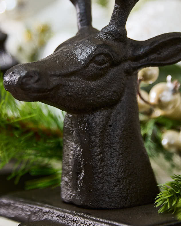 Cast Iron Stag Head Christmas Stocking Holder