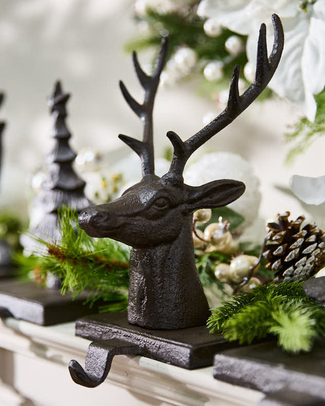 Cast Iron Stag Head Christmas Stocking Holder