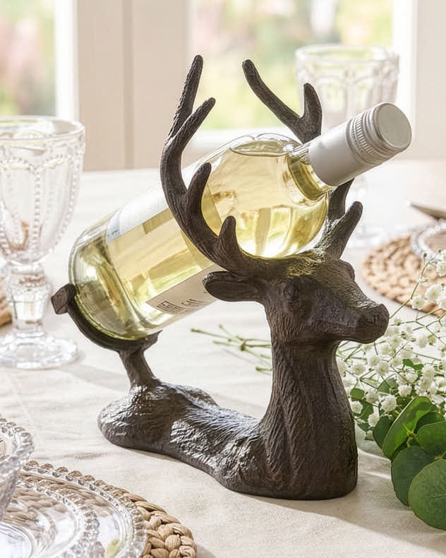Bottle Holders - Cast Iron Stag Wine Bottle Holder