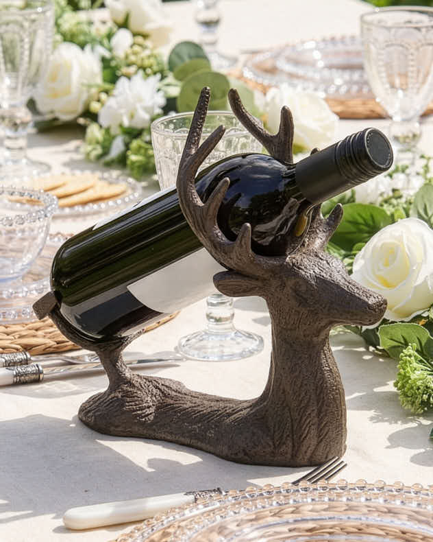 Cast Iron Stag Wine Bottle Holder