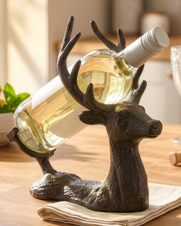 Cast Iron Stag Wine Bottle Holder