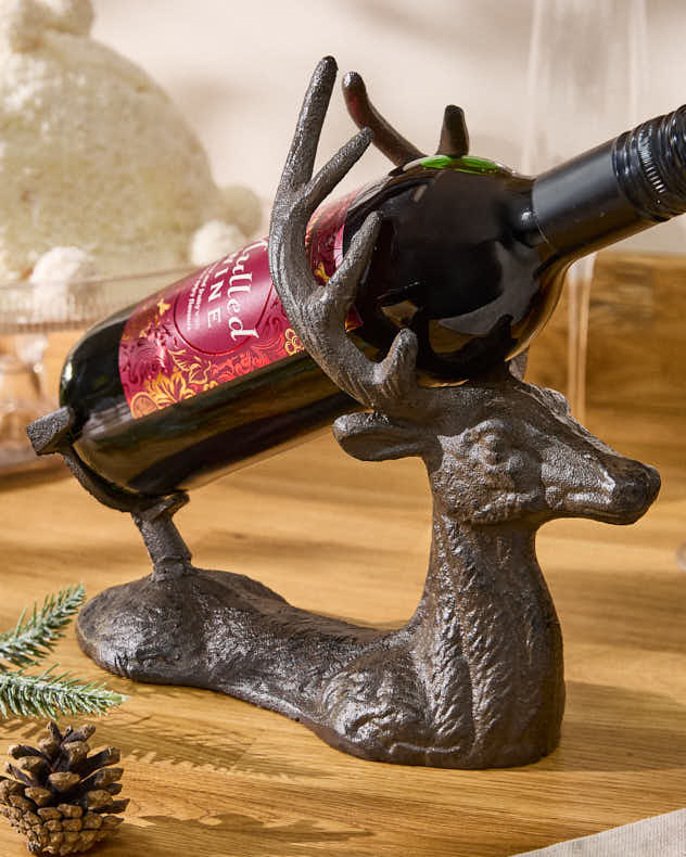 Cast Iron Stag Wine Bottle Holder