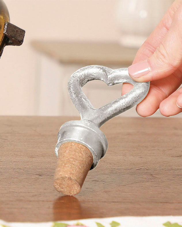 Bottle Stoppers - Silver Heart Bottle Stopper