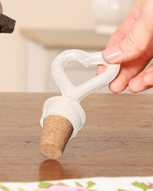 Bottle Stoppers - White Heart Bottle Stopper