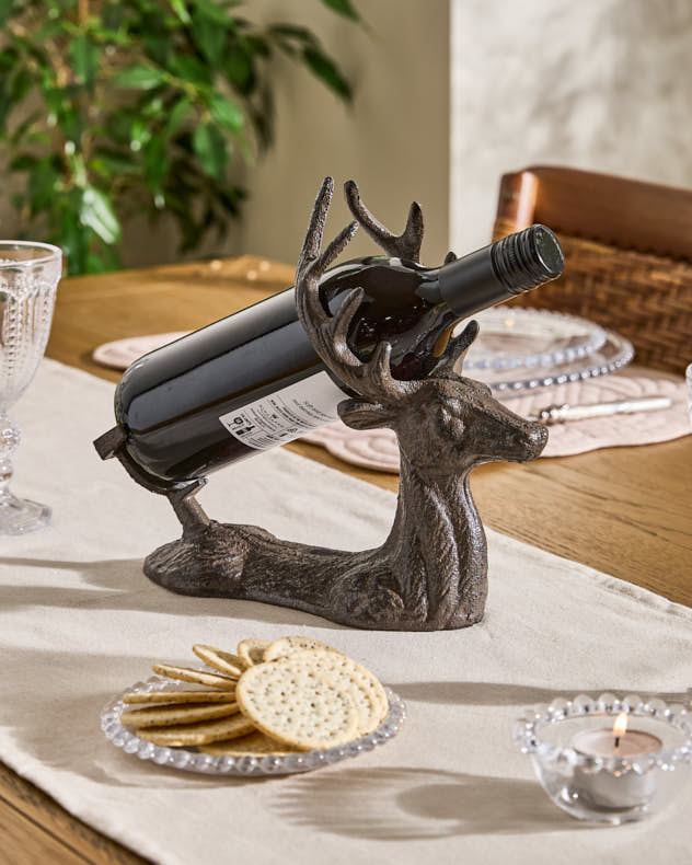 Cast Iron Stag Wine Bottle Holder