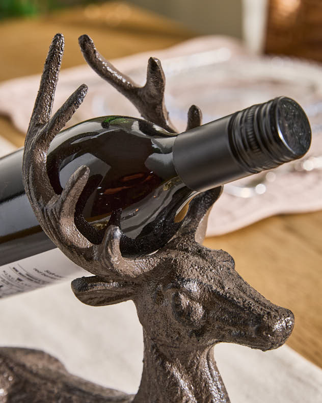 Cast Iron Stag Wine Bottle Holder