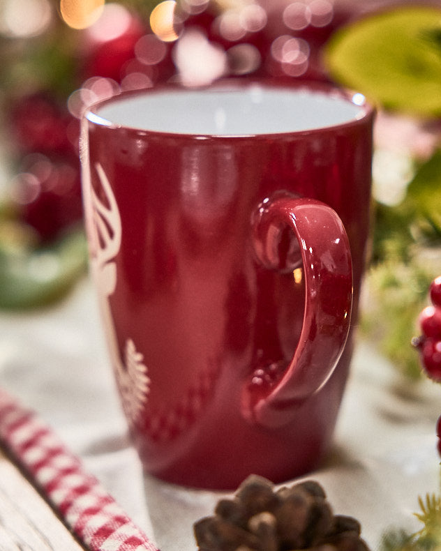 Mugs & Coffee Cups Set of 6 - Cranberry Stag Mugs