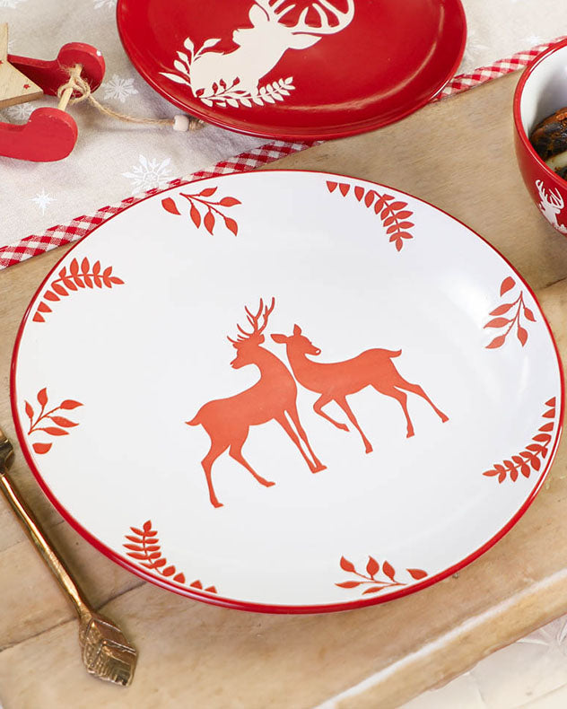 Cranberry Stag Dinner Plates