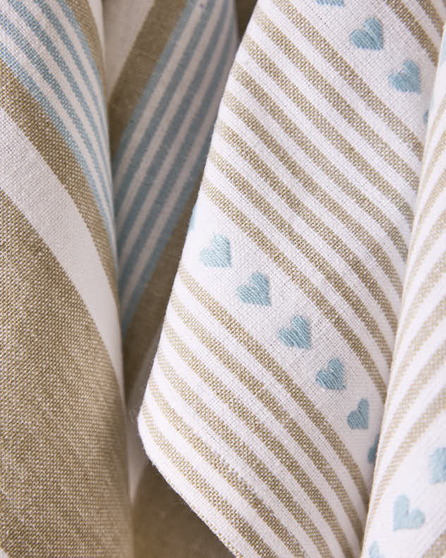 Set of 3 Blue Farmhouse Tea Towels