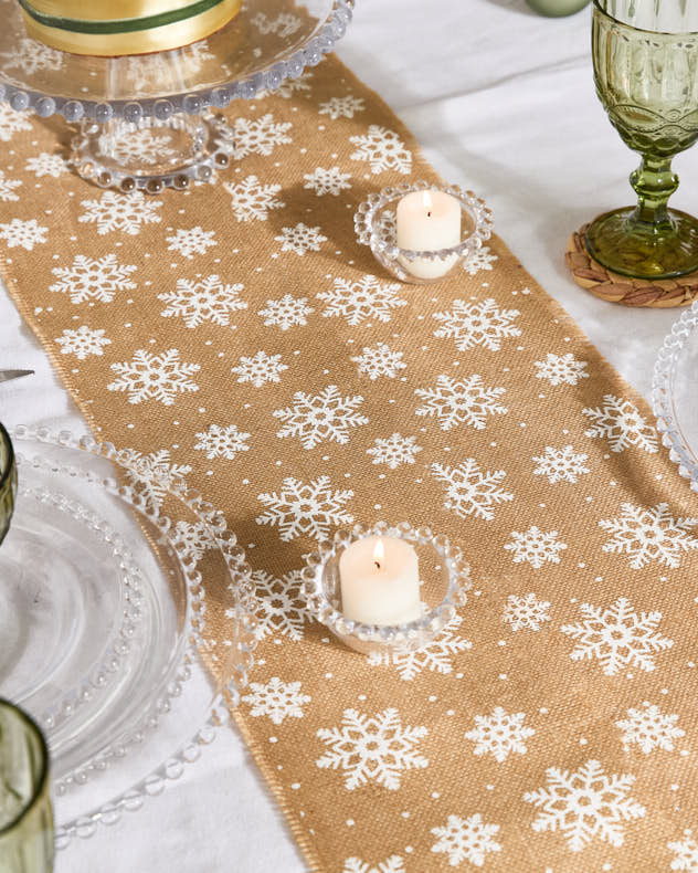 Extra Wide Jute Snowflake Table Runner